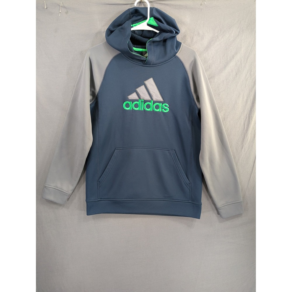 Adidas Boys XL 18 Blue Gray Climawarm Pullover Hoodie C89AH 032824